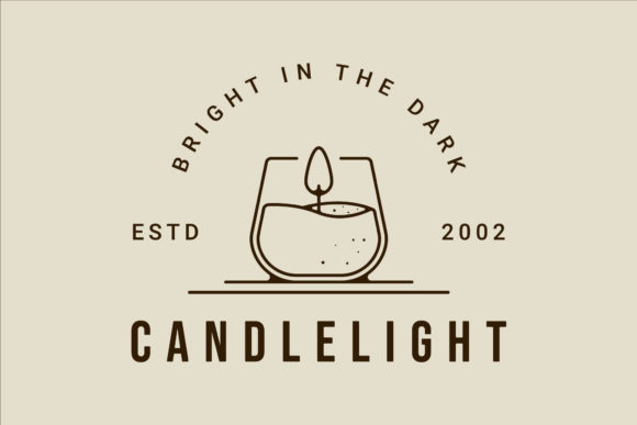 Candle in Glass Logo Line Art Vector Graphics for Real Publishing