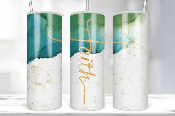 Green Ink Faith Tumbler Wrap 20oz Design: Graphics and Print Templates